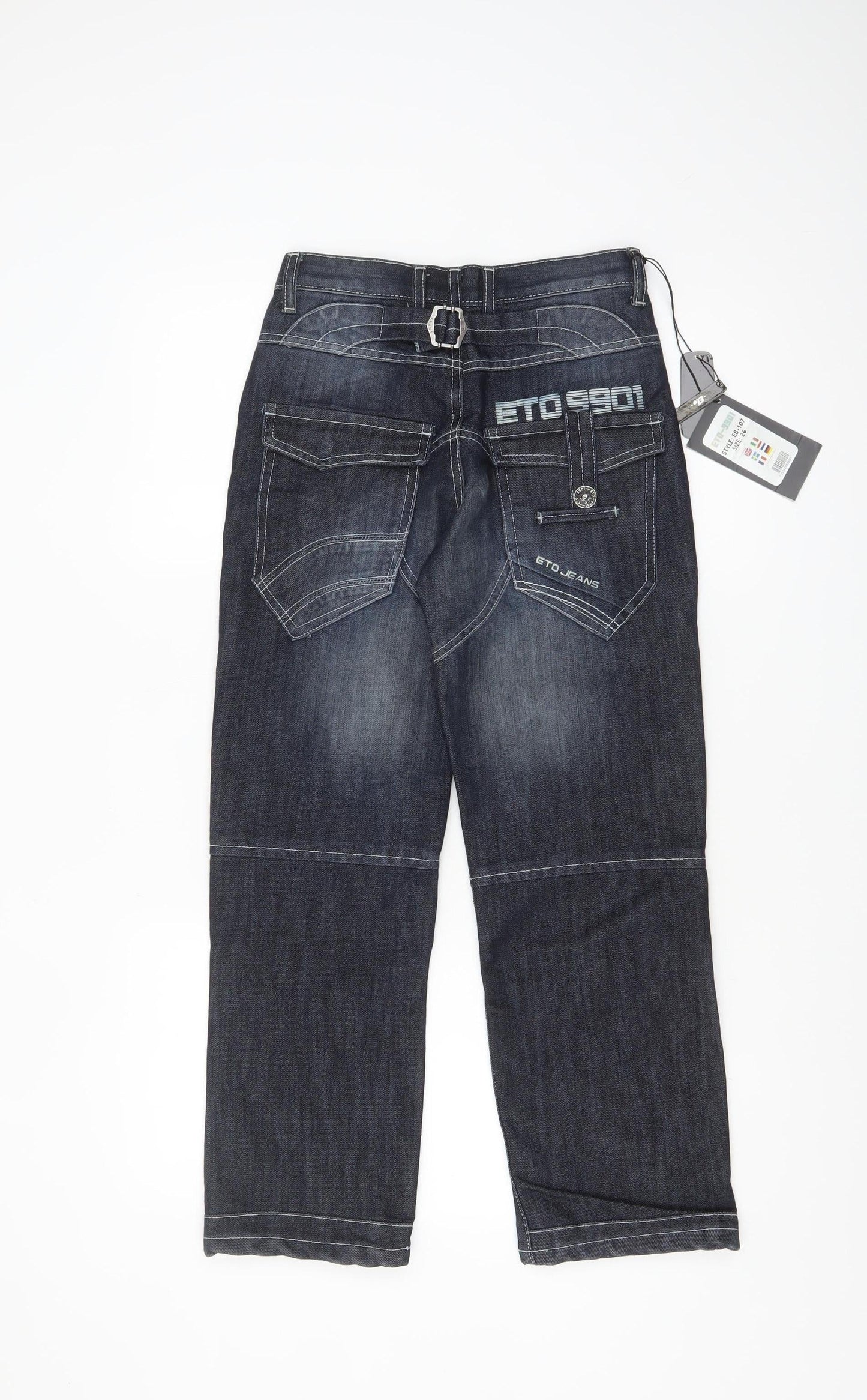 ETO Womens Blue Straight Leg Mid Rise Denim Jeans Size 26
