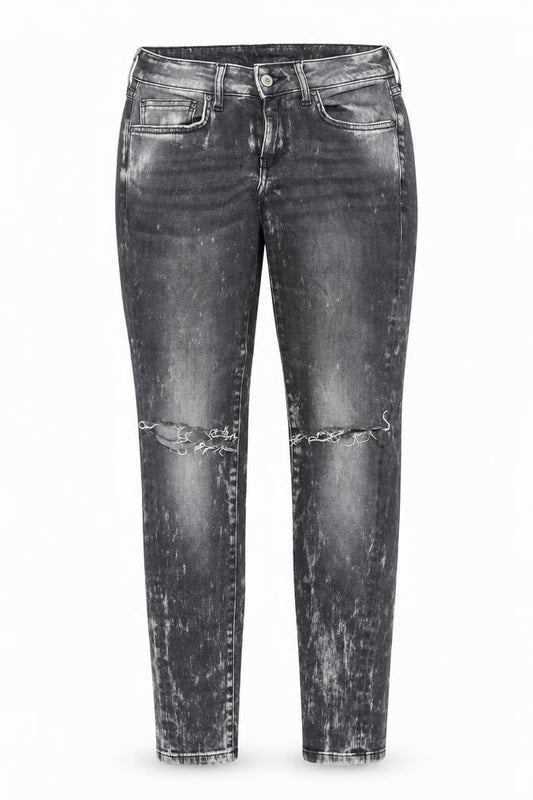 Mango Womens Grey Acid Wash Skinny Distressed Jeans Size 10
