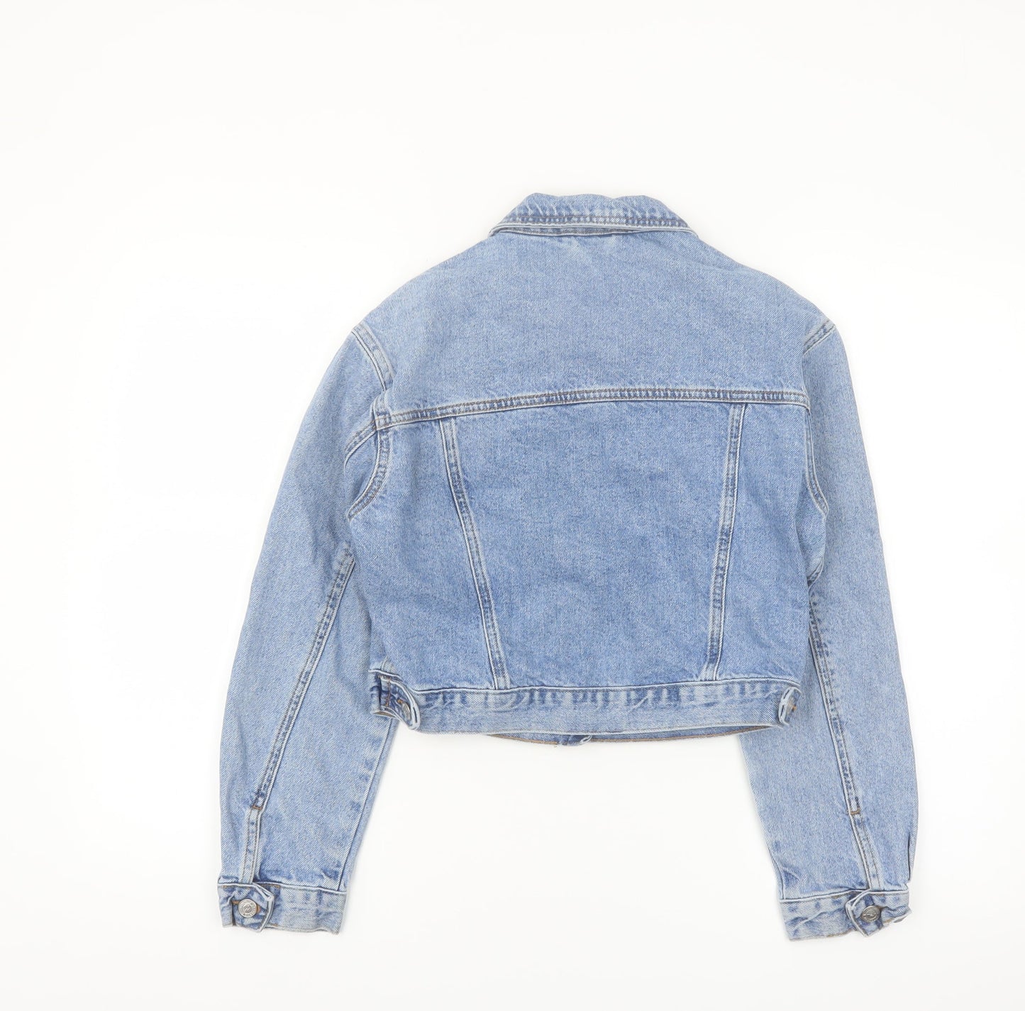 New Look Women Blue Denim Cropped Jacket UK 8 Petite