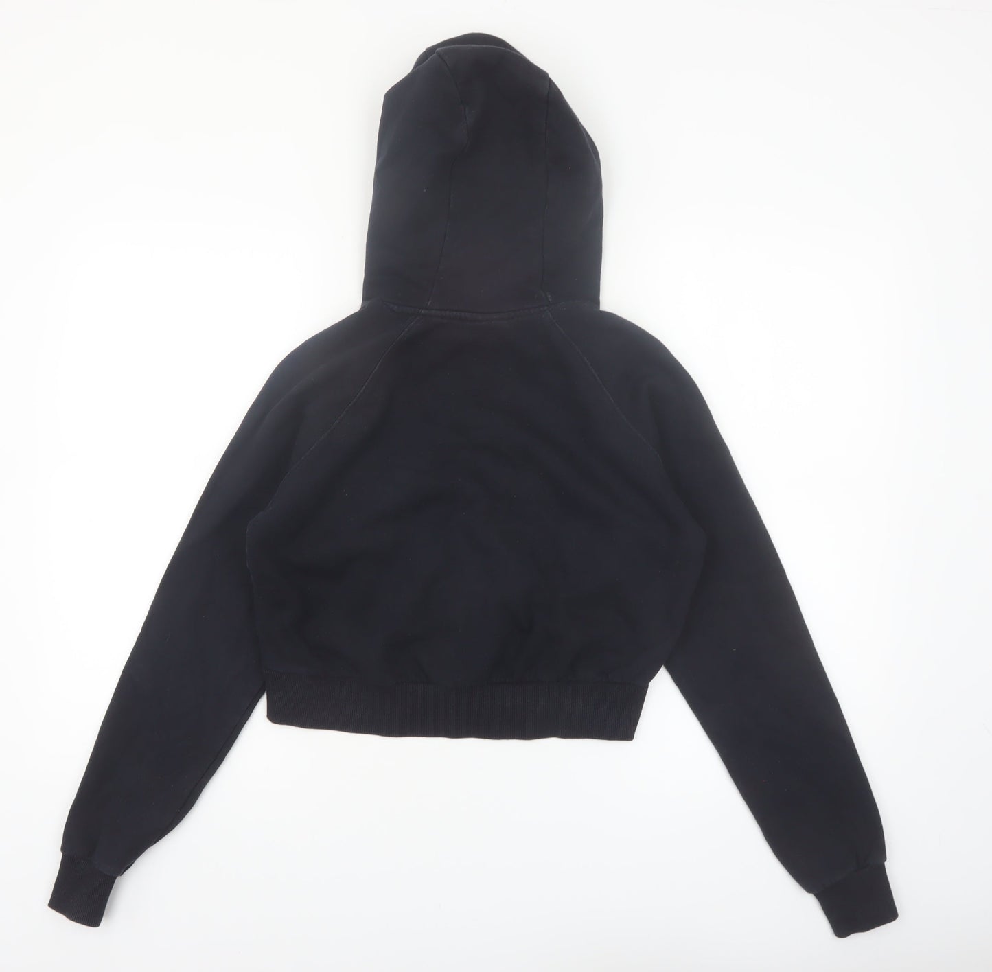 Ellesse Women's Black Crop Hoodie UK 8 Logo Pullover Sweatshirt