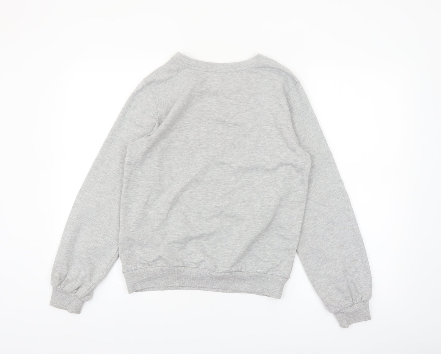 Find Women Grey Embroidered Floral Pullover Sweatshirt XS