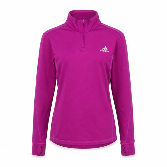 adidas Womens Purple Long Sleeve 1/4 Zip Running Top Size L