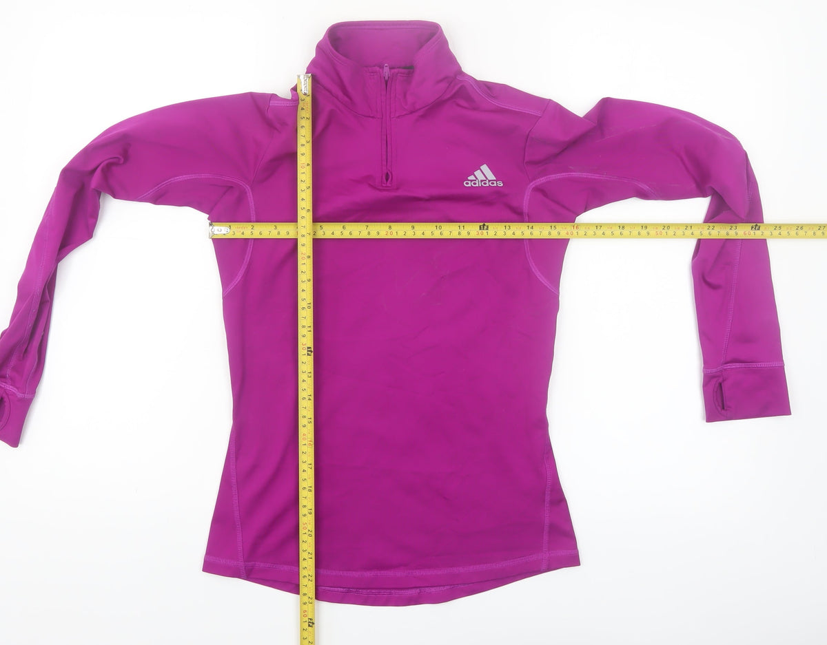 adidas Teens Purple Long Sleeve 1/4 Zip Running Top Size L