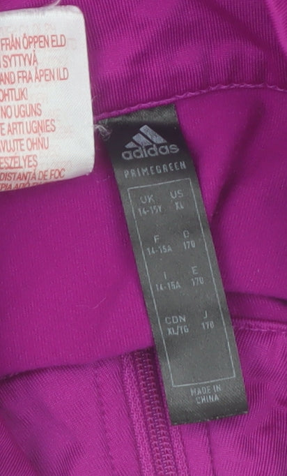 adidas Teens Purple Long Sleeve 1/4 Zip Running Top Size L