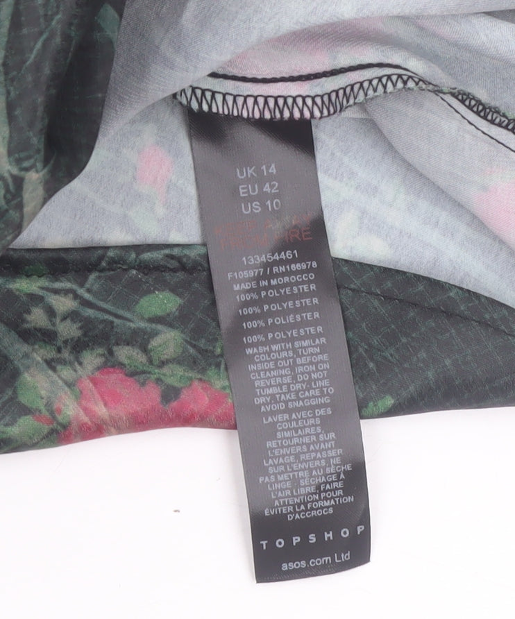 Topshop Women’s Multicoloured Floral A-Line Dress Size 14