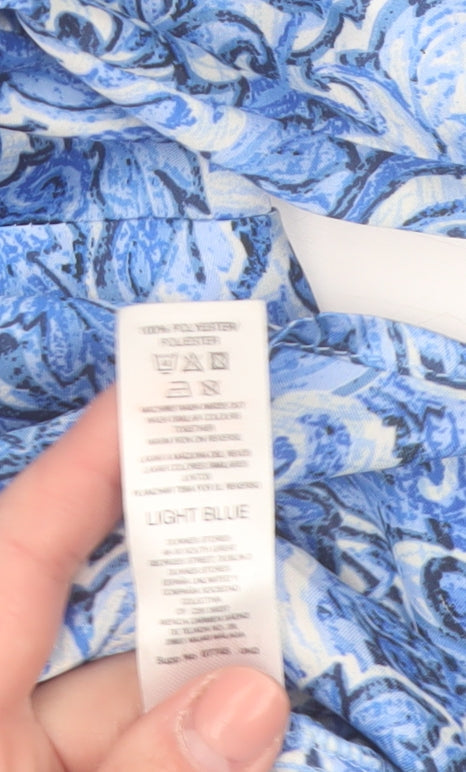 Gallery Women Blue Paisley Chiffon Button Blouse UK 12