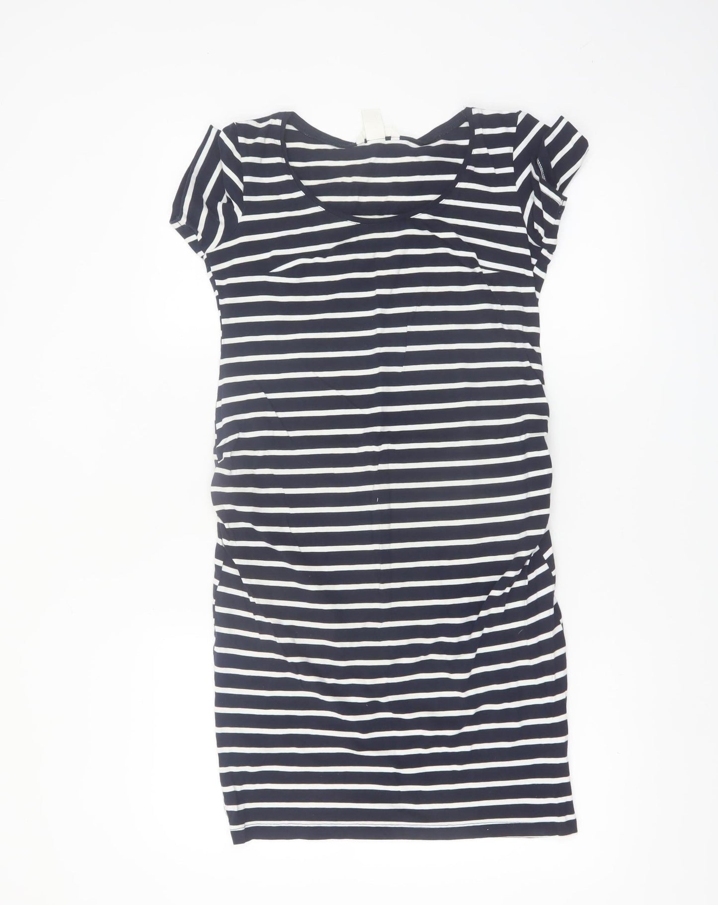 H&M Mama Women's Blue Striped Bodycon Maternity Dress Size 8