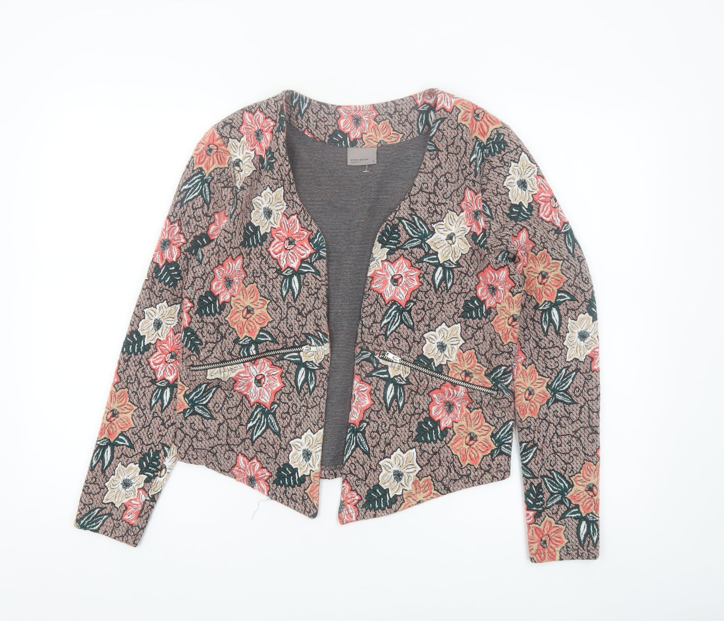 Vero Moda Womens Brown Floral Blazer Jacket Size M Regular Fit
