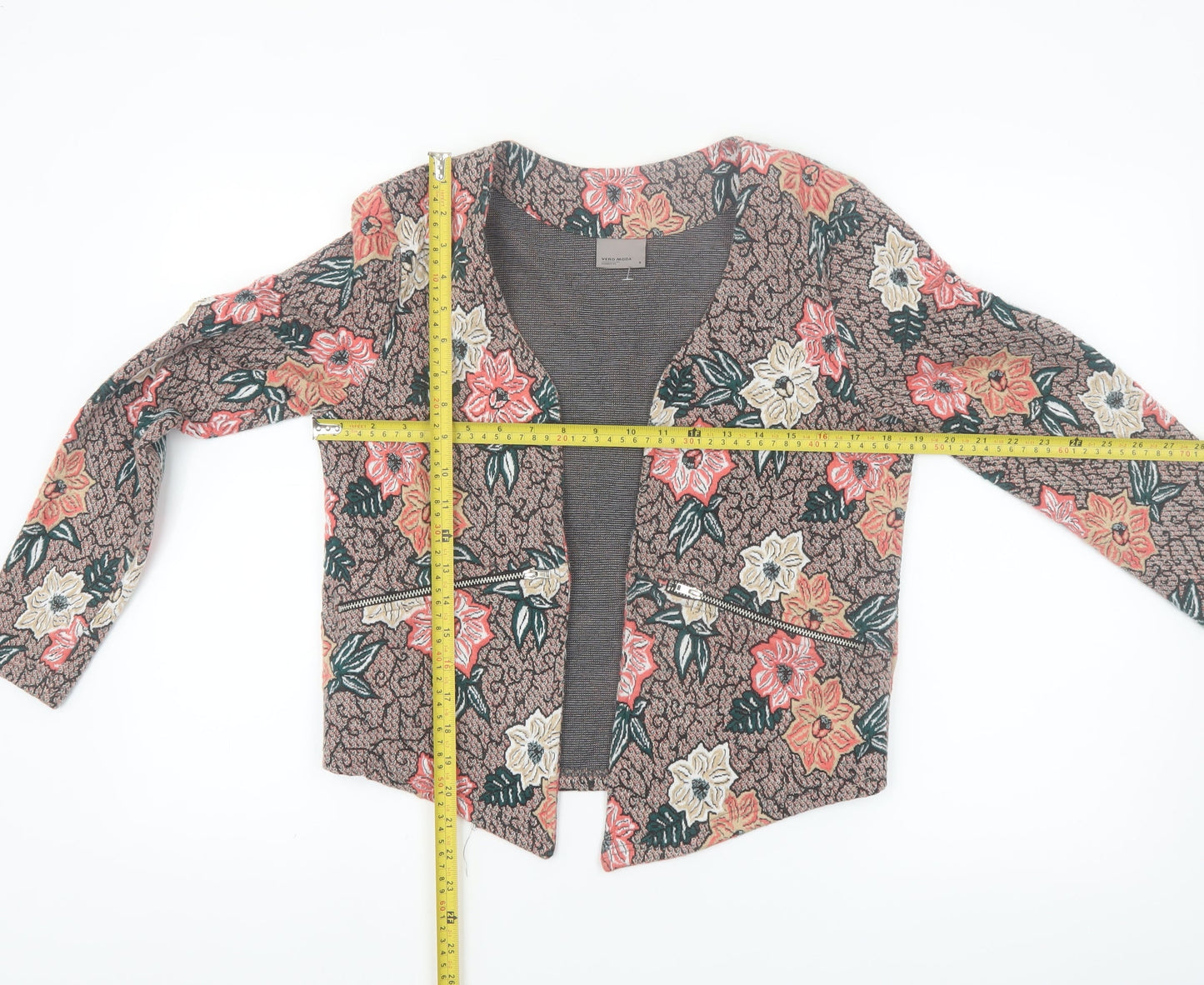 Vero Moda Womens Brown Floral Blazer Jacket Size M Regular Fit