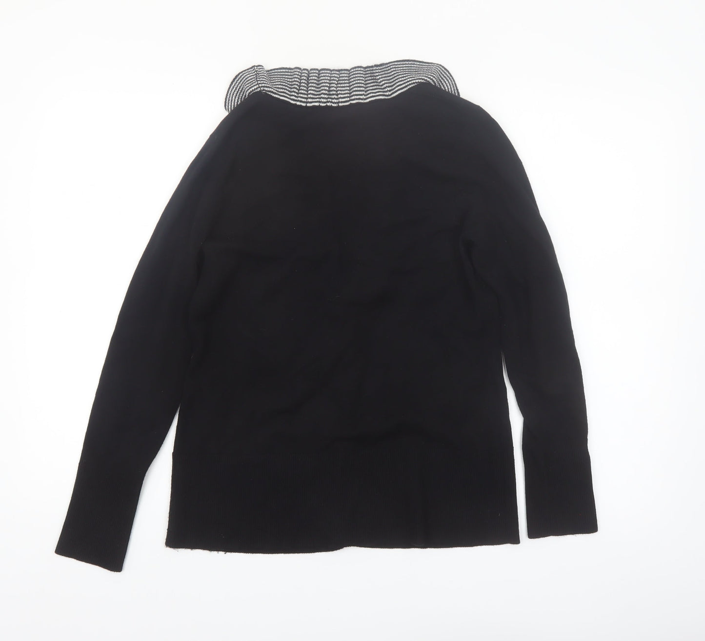 Linea Women's Black Ruffle Trim V-Neck Cardigan Size L