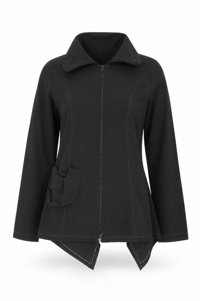 L33 Women's Black Mid-Length Zip Jacket Size L