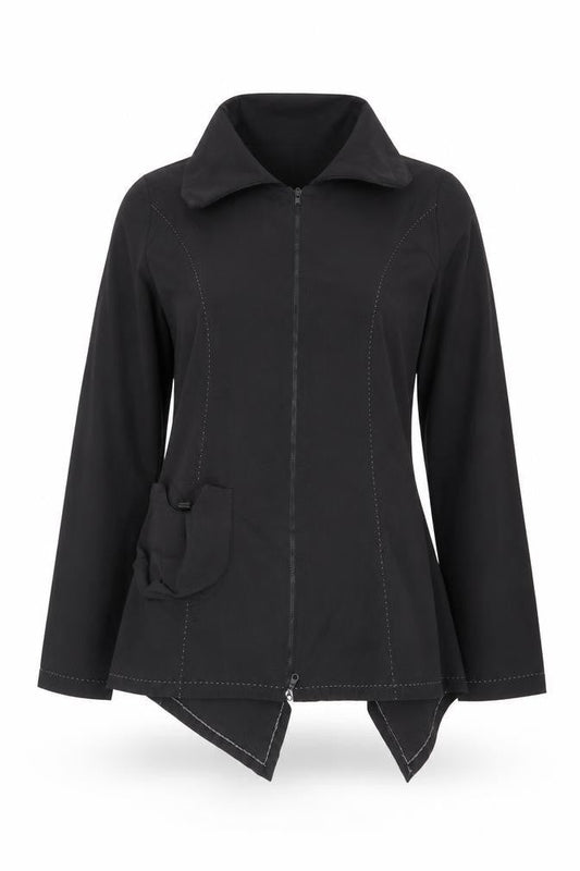 L33 Women's Black Mid-Length Zip Jacket Size L
