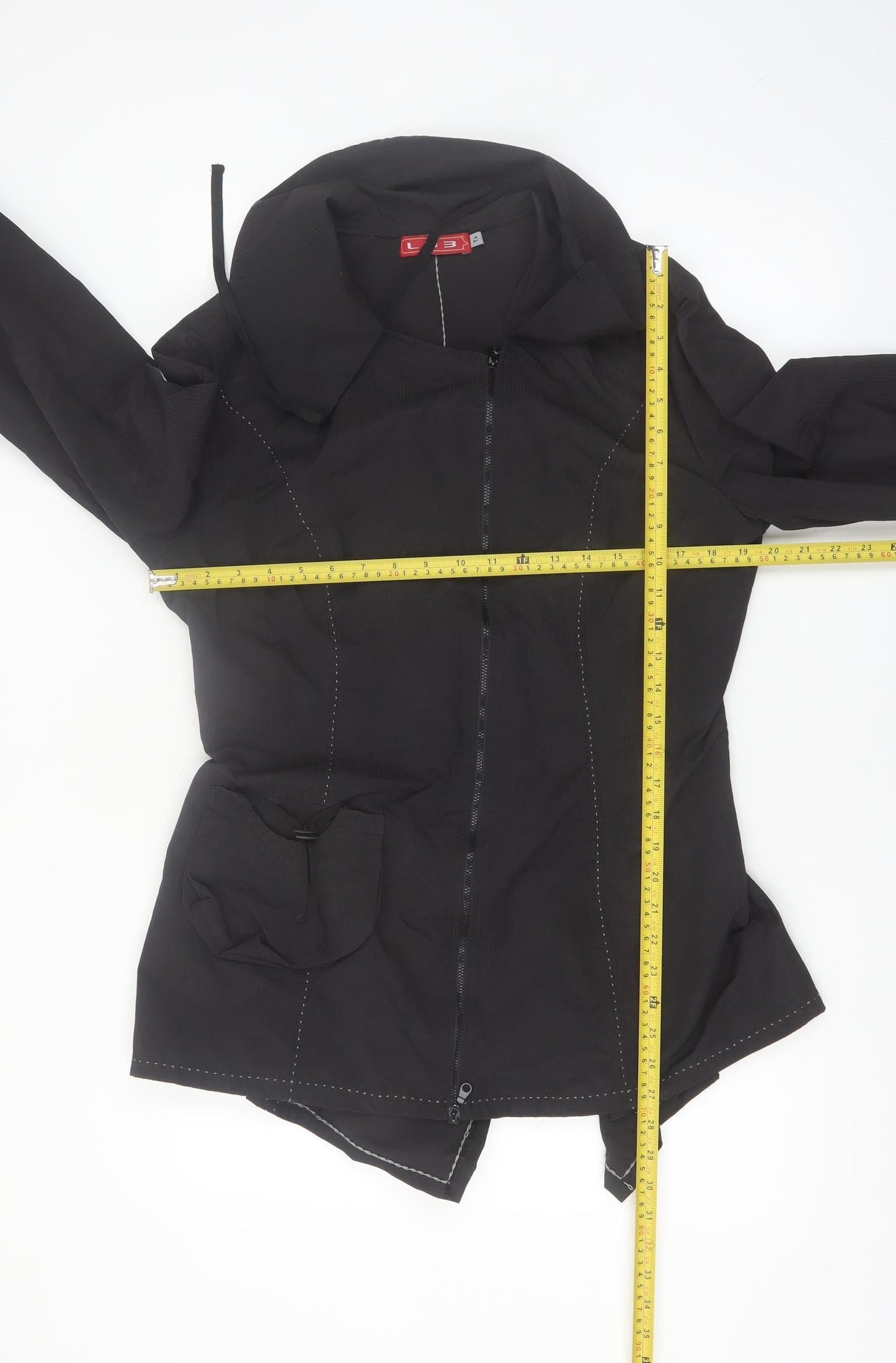 L33 Women's Black Mid-Length Zip Jacket Size L