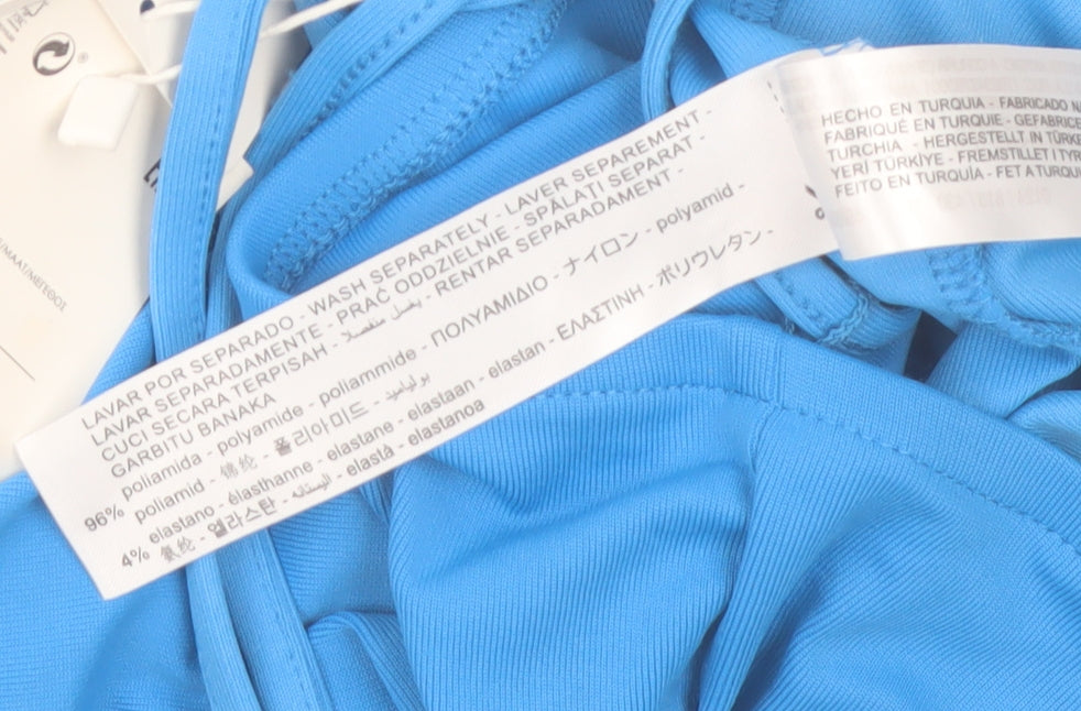 Bershka Women’s Blue Flared Stretch Jersey Trousers Size M