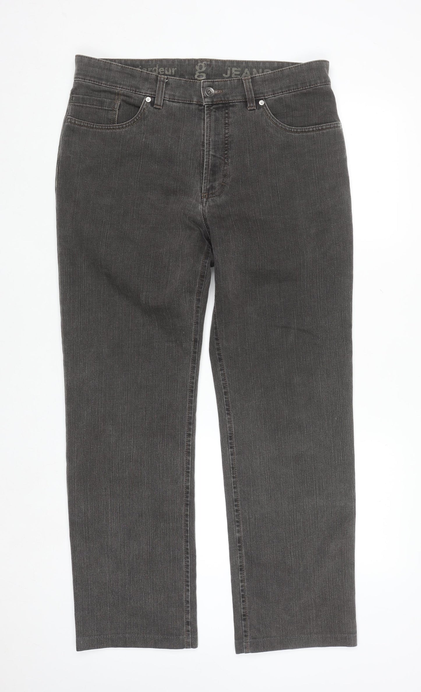 Gardeur Men's Grey Straight Fit Jeans 36W 32L Regular Denim