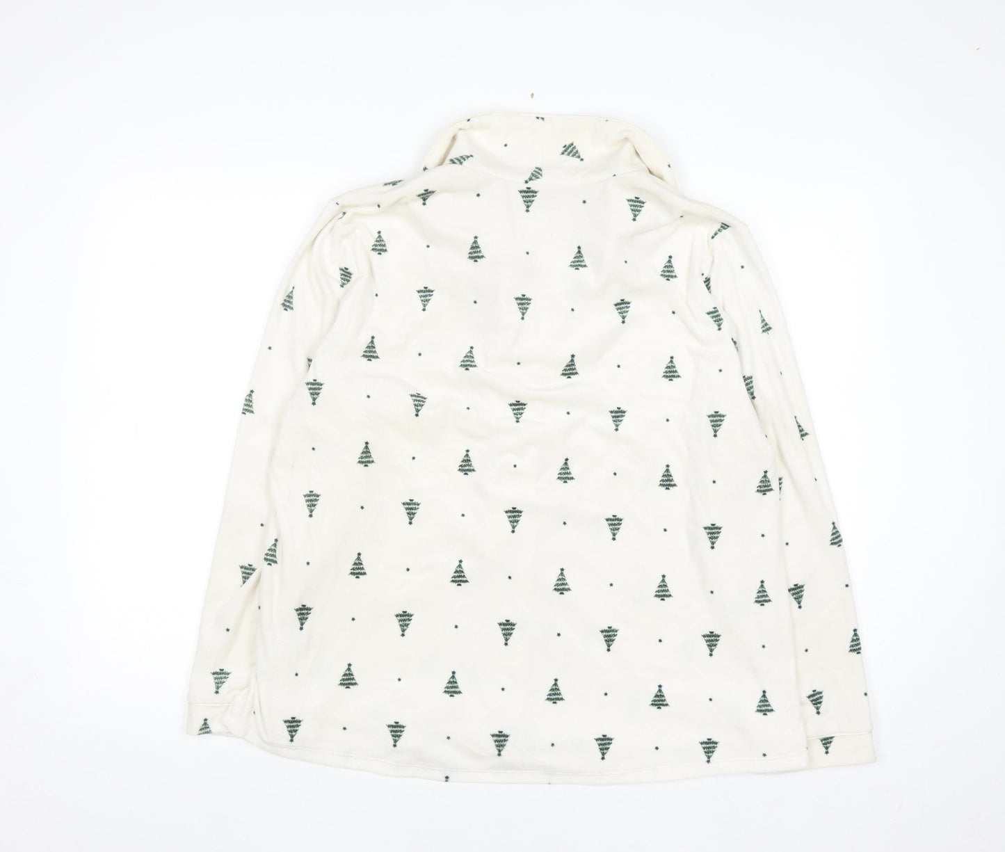 Primark Women White Christmas Tree Fleece Pyjama Top Size L 14-16