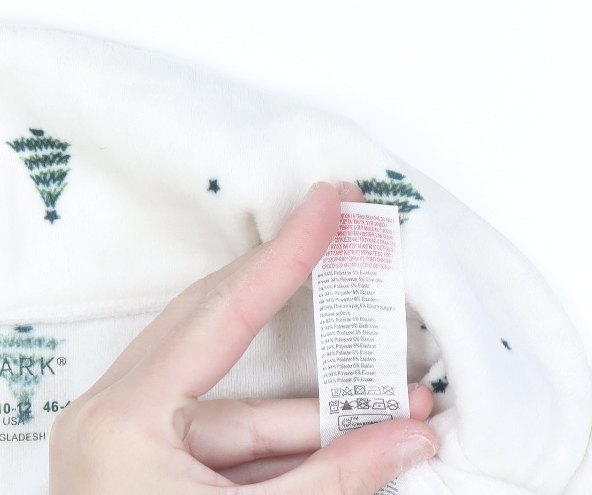 Primark Women White Christmas Tree Fleece Pyjama Top Size L 14-16