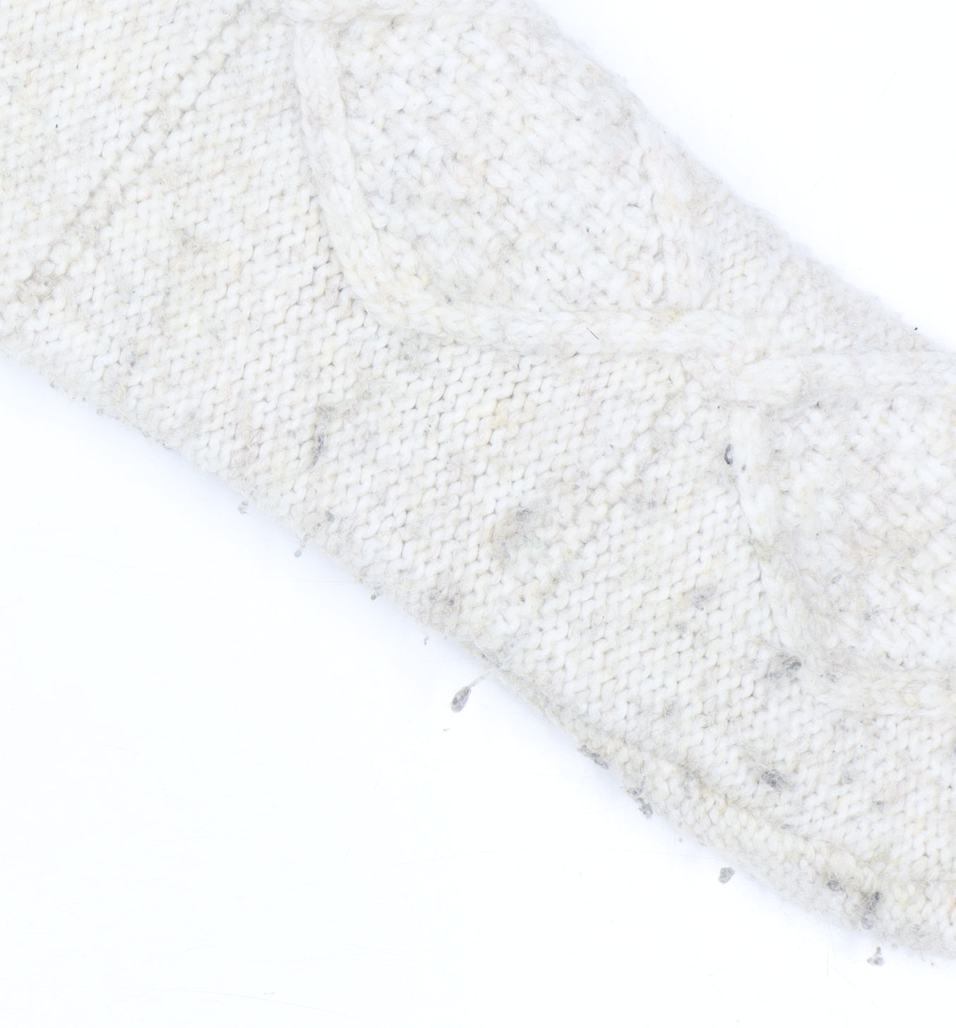 Primark Women Ivory Chunky Knit Cardigan M Cable-Knit Wool Blend