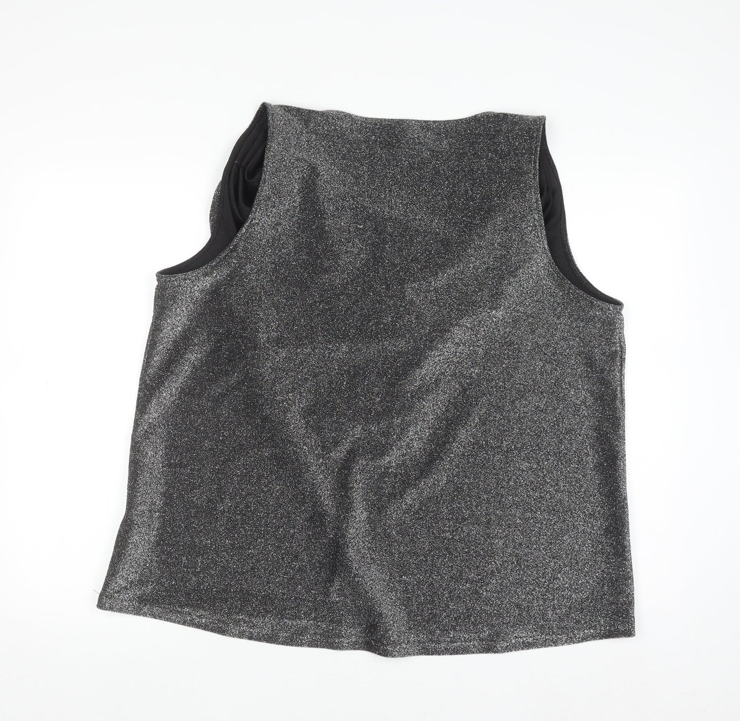 SHEIN Curve Silver Glitter Sleeveless Cowl Neck Plus Size 2XL Camisole Top
