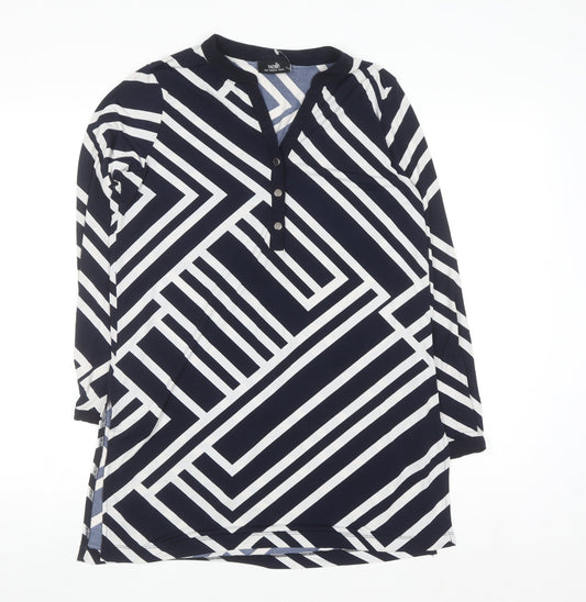 Wallis Women's Blue Geometric Tunic Blouse Size M