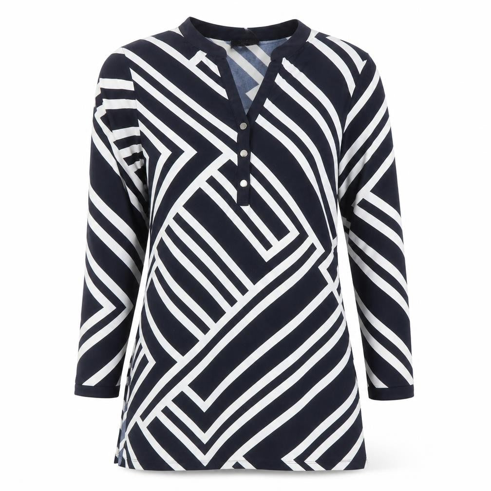 Wallis Women's Blue Geometric Tunic Blouse Size M