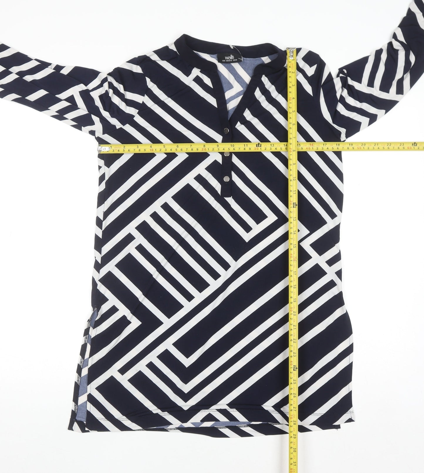 Wallis Women's Blue Geometric Tunic Blouse Size M