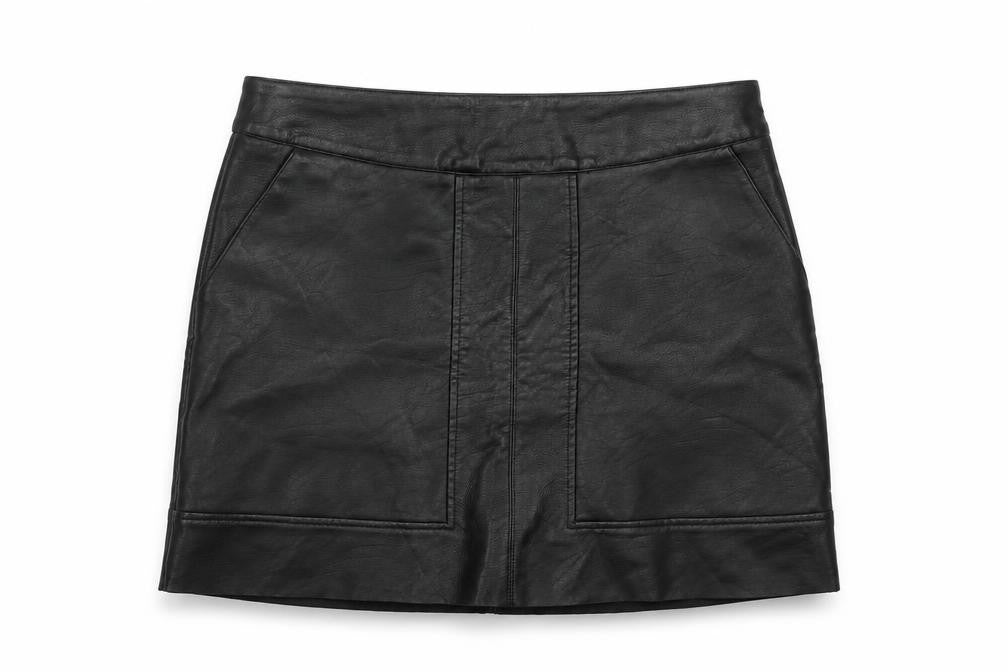 Warehouse Womens Black Faux Leather Short Pencil Skirt Size 14