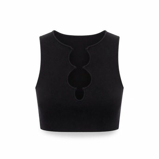 Bershka Women Black Cropped Tank Top S Slim Fit Summer Knit