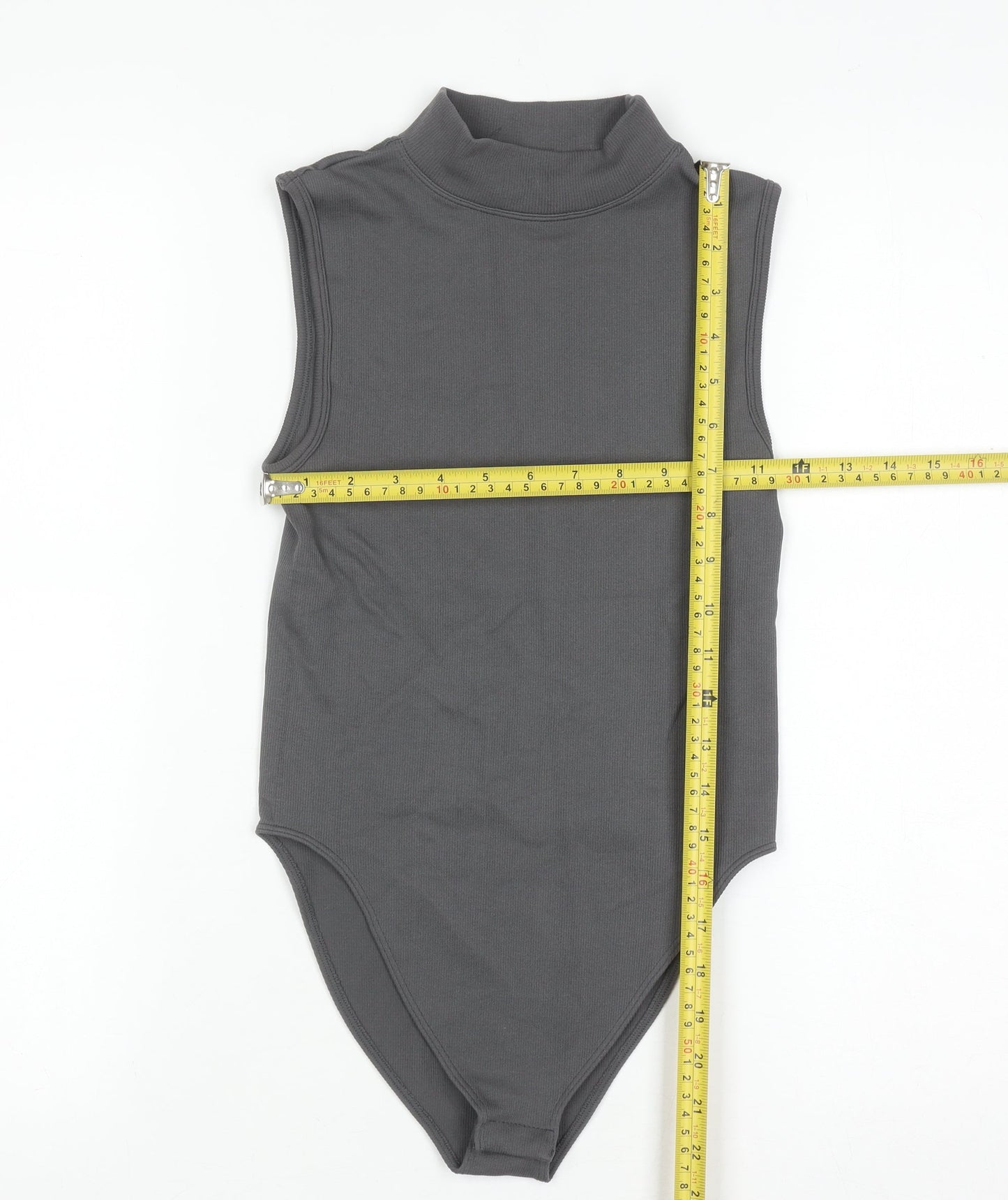Primark Women Grey Mock Neck Sleeveless Bodysuit XS
