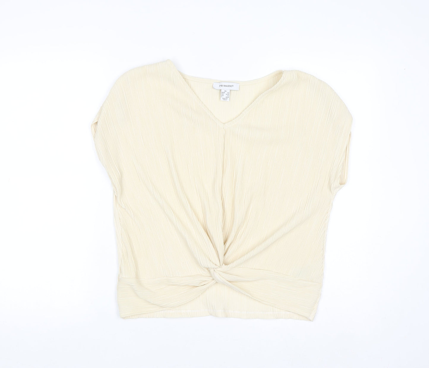 Primark Women Beige V-Neck Knot Front Tunic Blouse XS