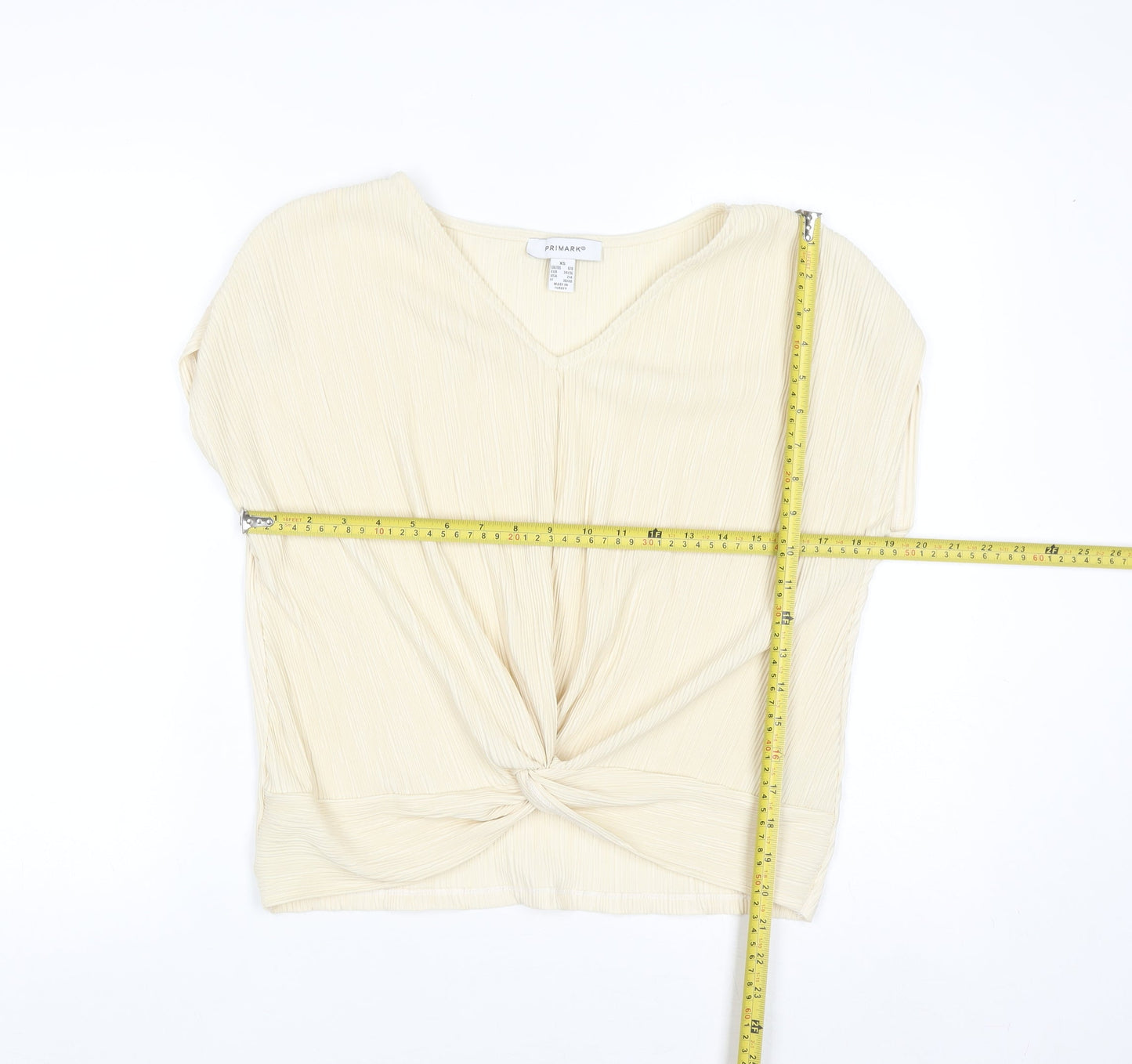 Primark Women Beige V-Neck Knot Front Tunic Blouse XS