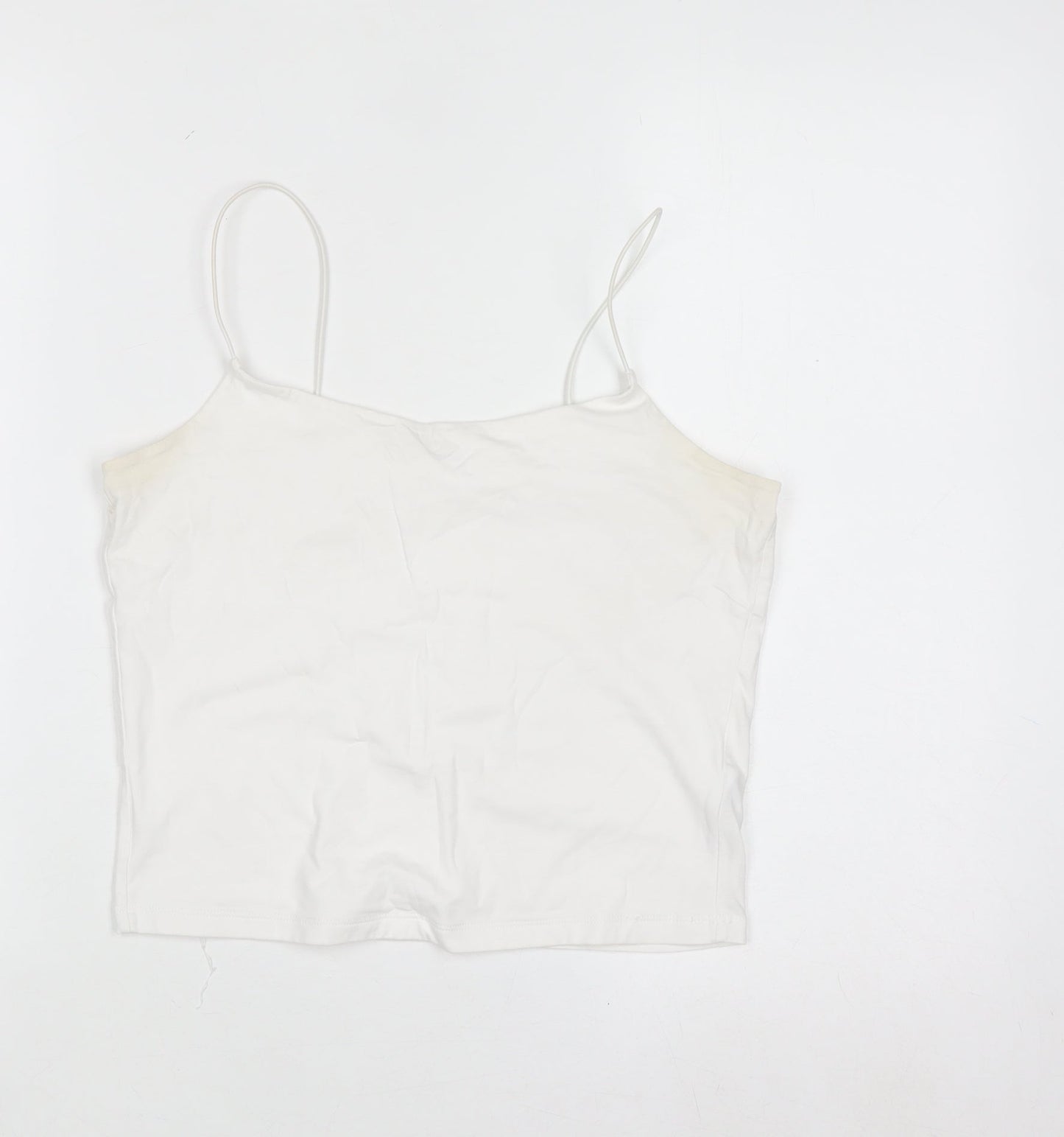 Primark Women White Camisole Tank Top S Slim Fit Cotton Elastane