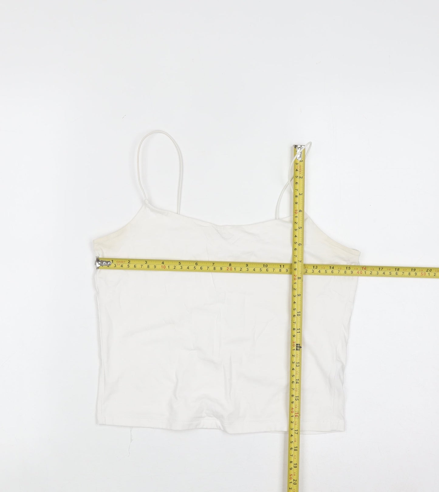 Primark Women White Camisole Tank Top S Slim Fit Cotton Elastane