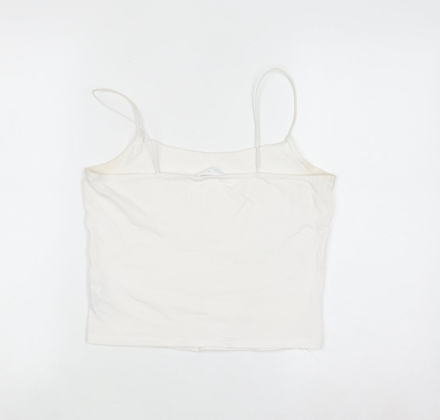 Primark Women White Camisole Tank Top S Slim Fit Cotton Elastane