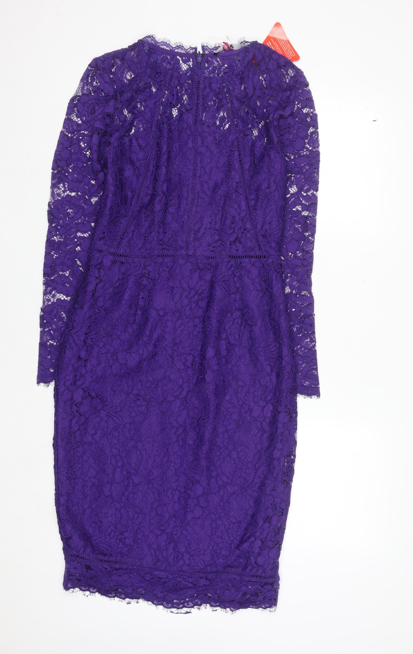 Very Women's Purple Lace Bodycon Knee Length Dress Size 10