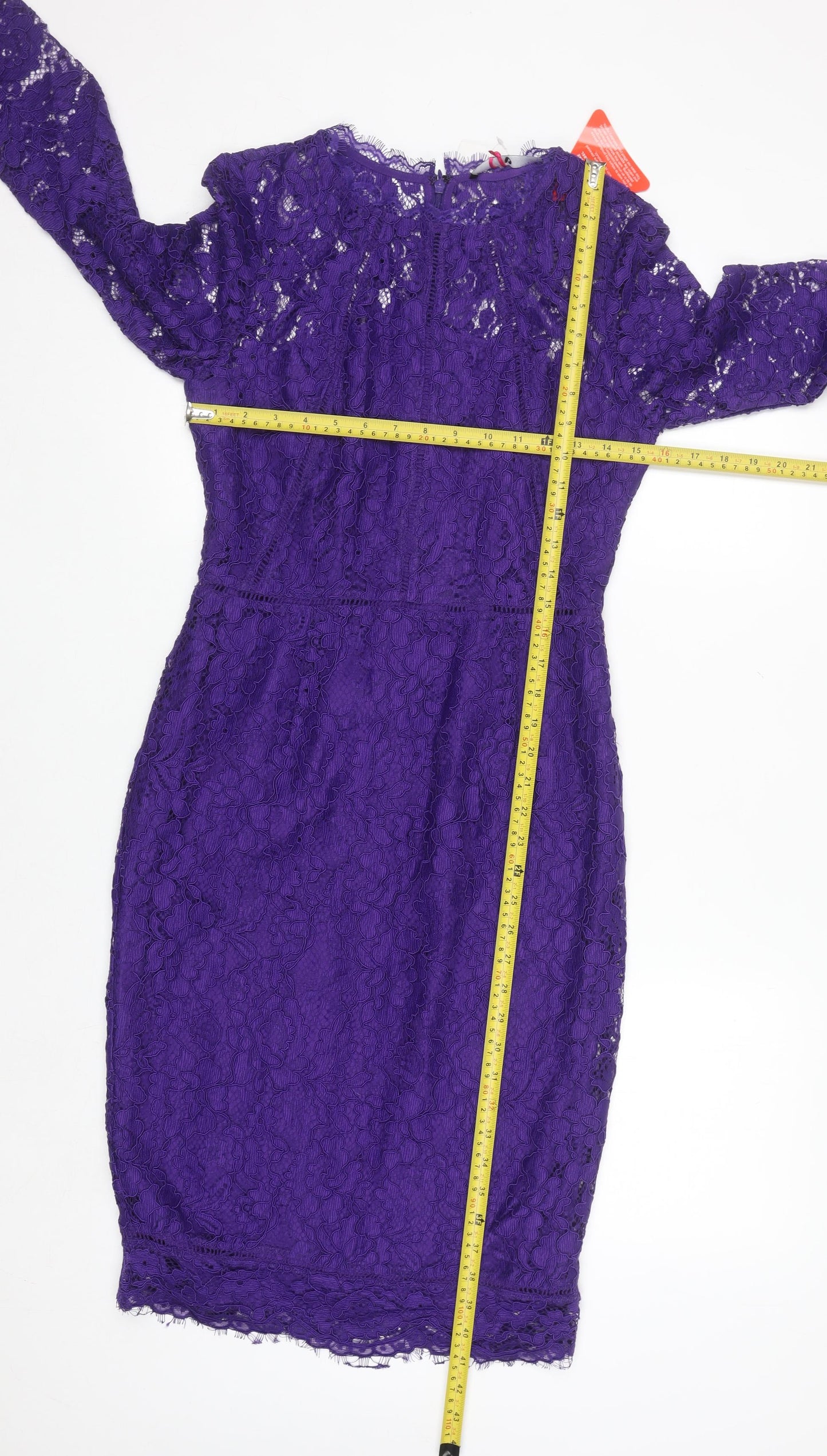 Very Women's Purple Lace Bodycon Knee Length Dress Size 10