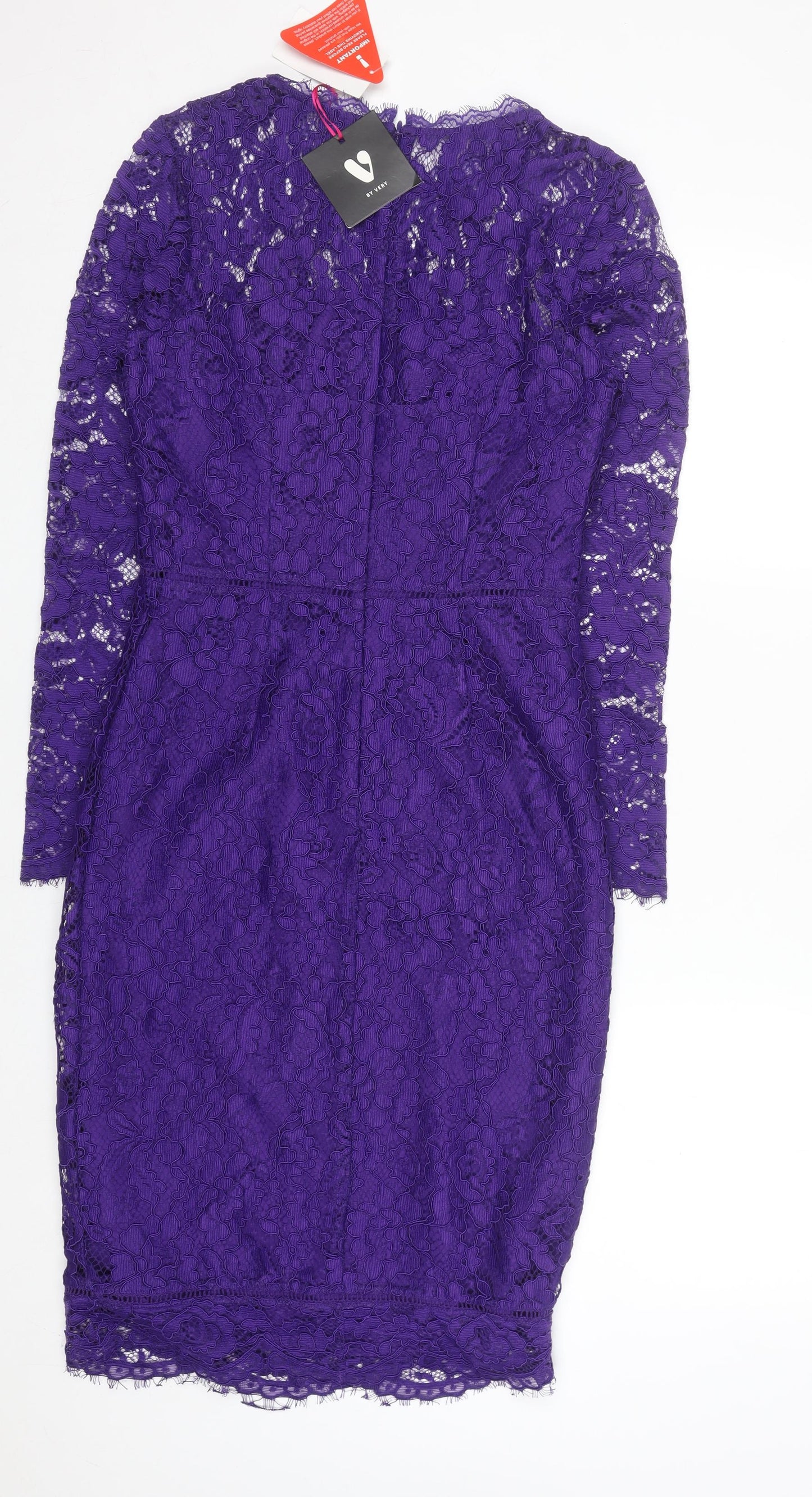 Very Women's Purple Lace Bodycon Knee Length Dress Size 10