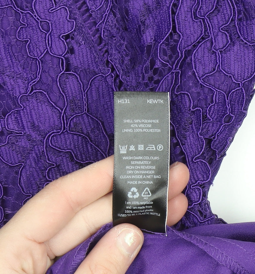 Very Women's Purple Lace Bodycon Knee Length Dress Size 10