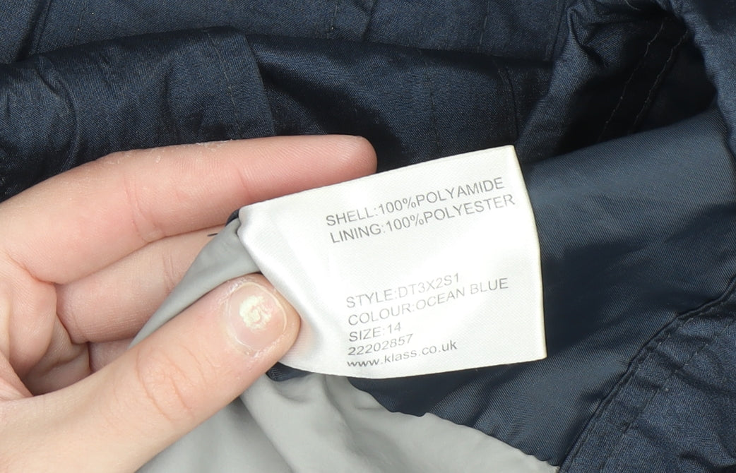 Klass Women’s Blue Hooded Anorak Jacket Size 14 Lightweight
