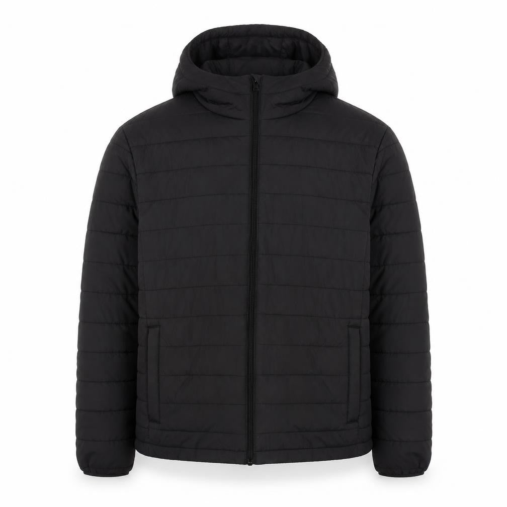 JJ Rebel Men's Black Hooded Puffer Jacket Size L Regular Fit