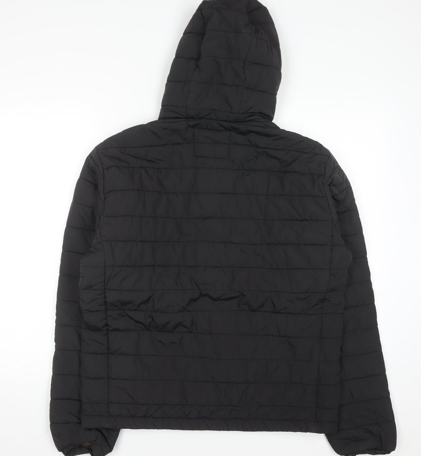 JJ Rebel Men's Black Hooded Puffer Jacket Size L Regular Fit