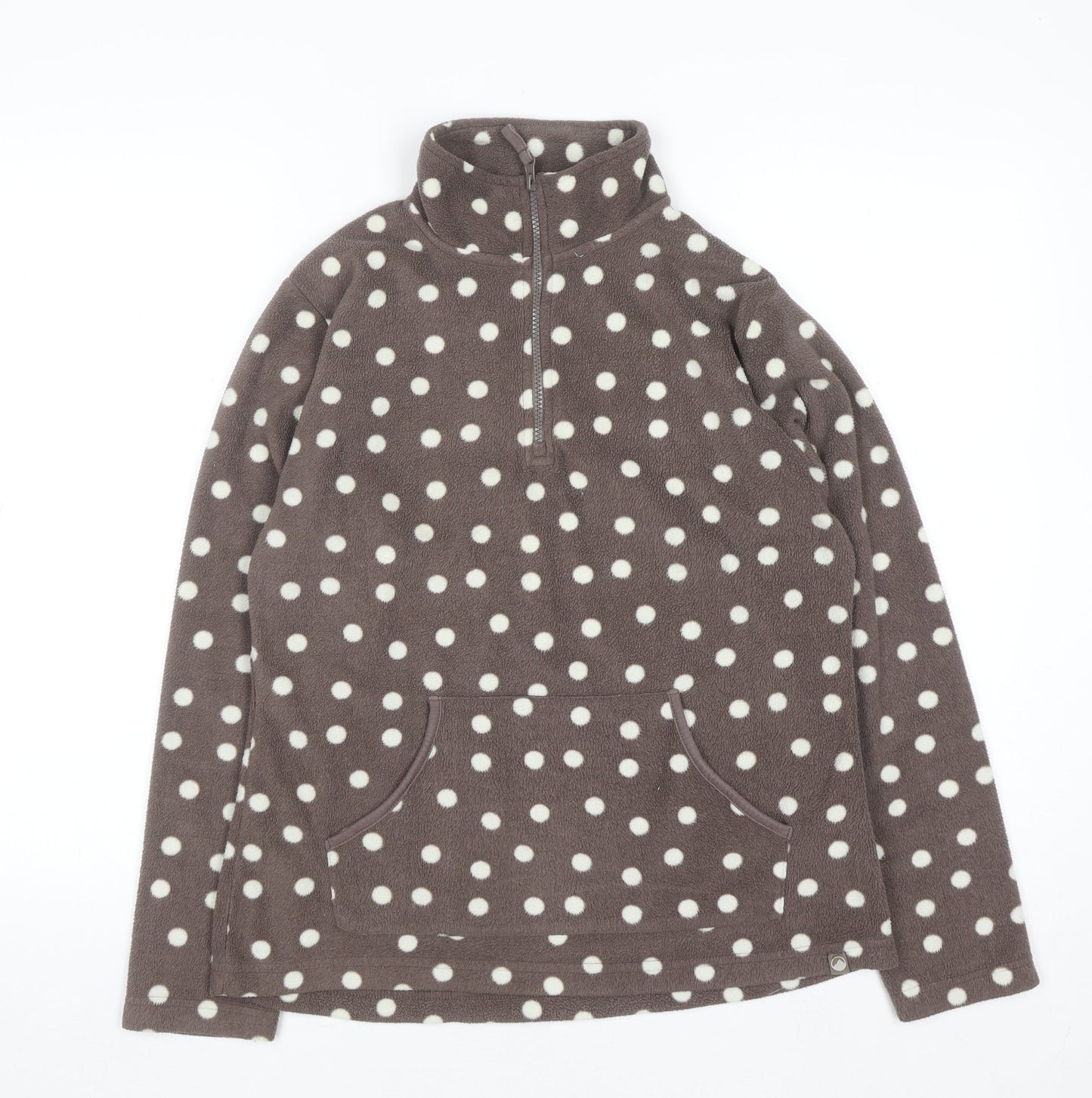 Peter Storm Womens Brown Polka Dot Fleece Pullover Size 12