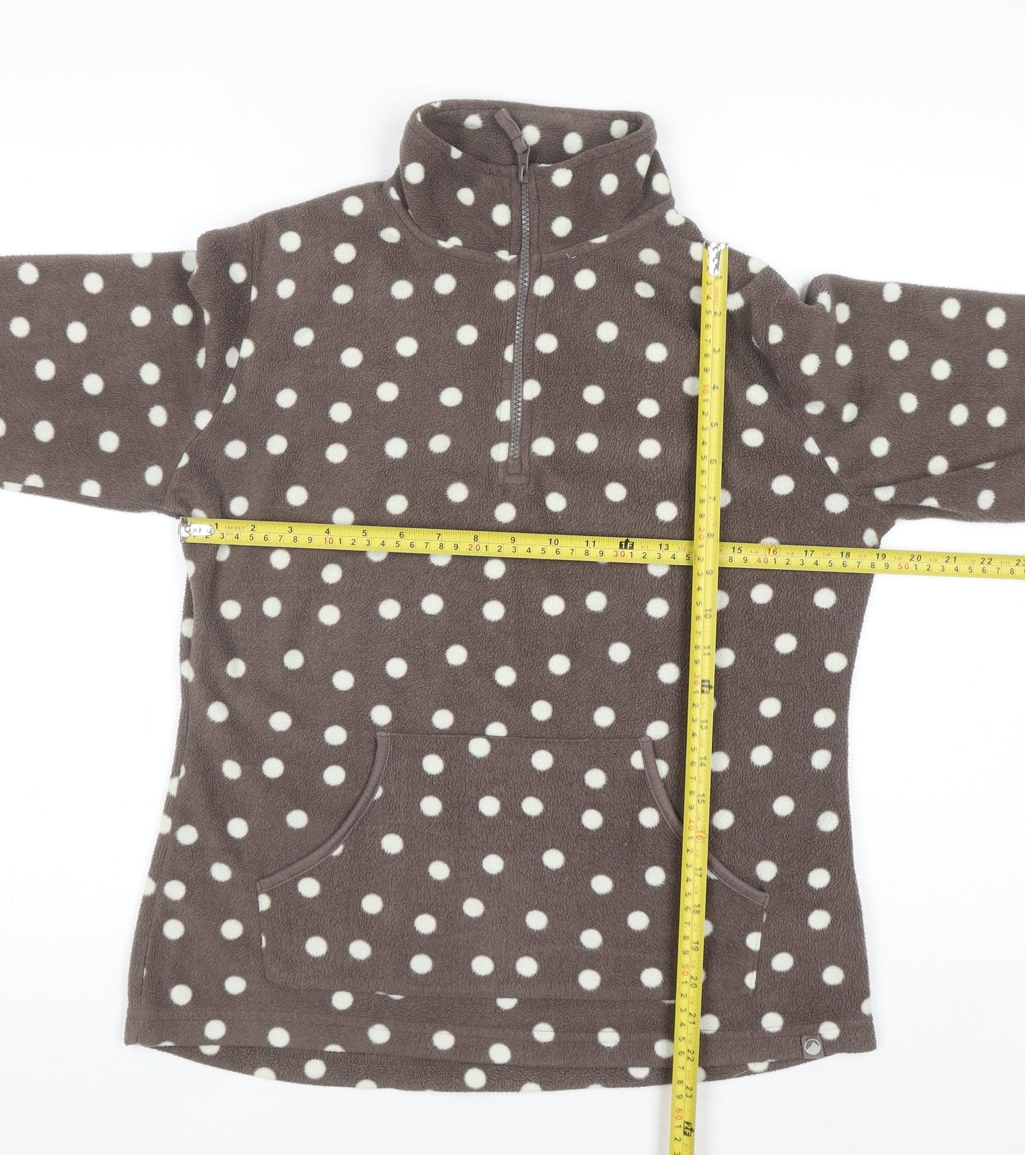 Peter Storm Womens Brown Polka Dot Fleece Pullover Size 12