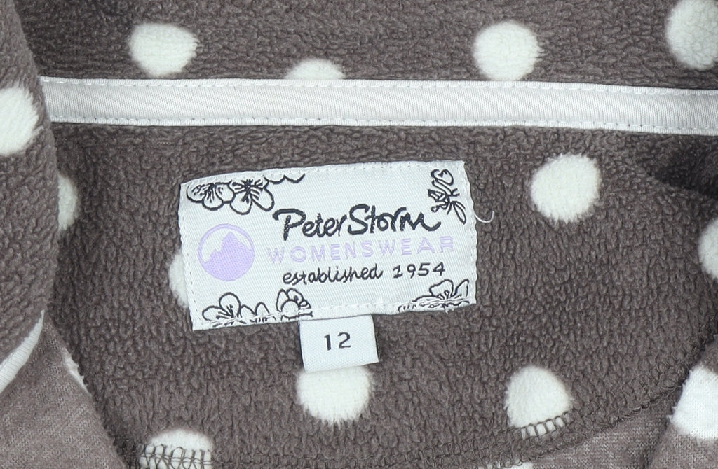 Peter Storm Womens Brown Polka Dot Fleece Pullover Size 12