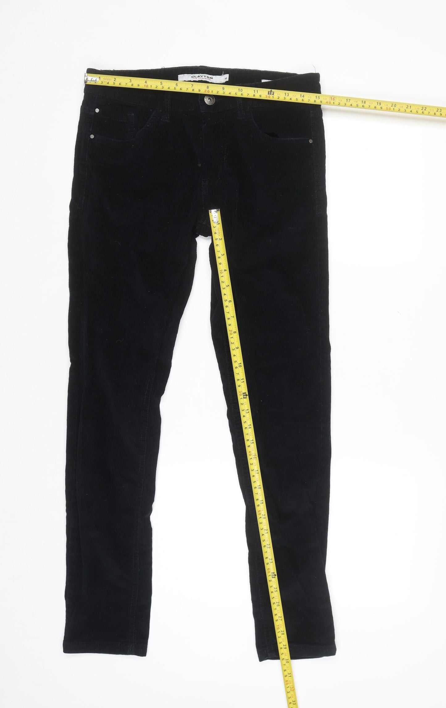 Clayton Women’s Black Corduroy Stretch Slim Trousers Size 16