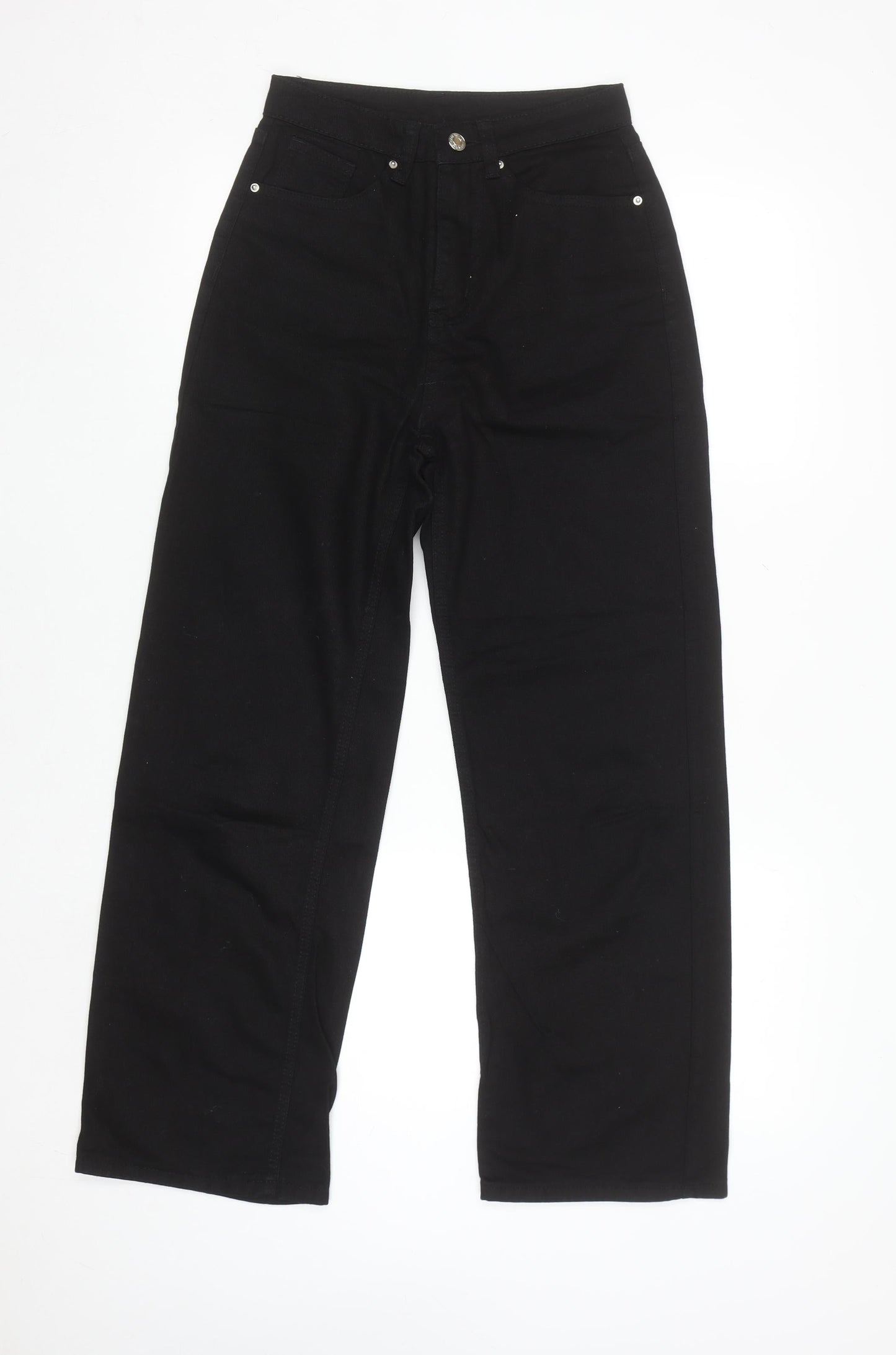 SHEIN Women's Black High Rise Straight Jeans 2XS Cotton Blend