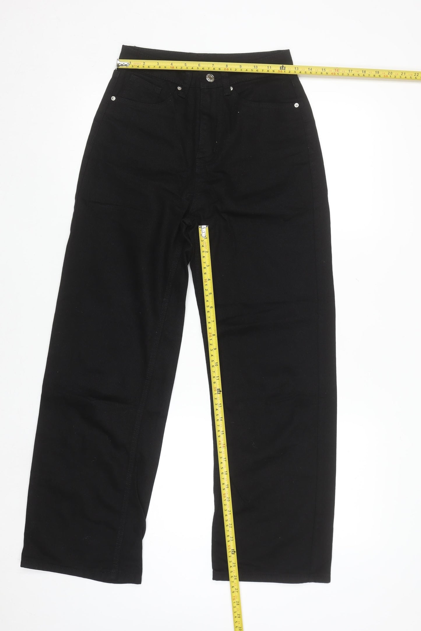 SHEIN Women's Black High Rise Straight Jeans 2XS Cotton Blend