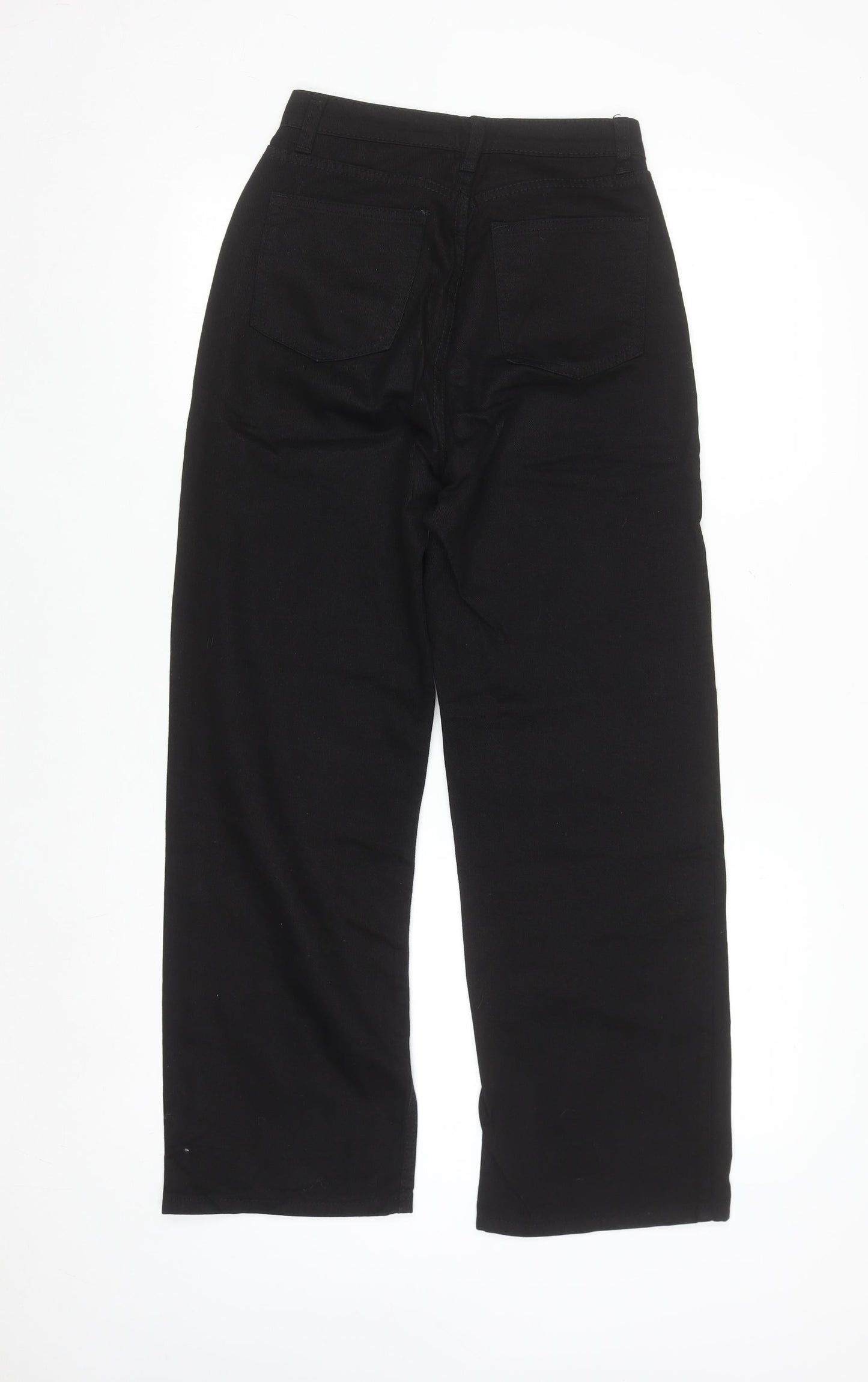SHEIN Women's Black High Rise Straight Jeans 2XS Cotton Blend