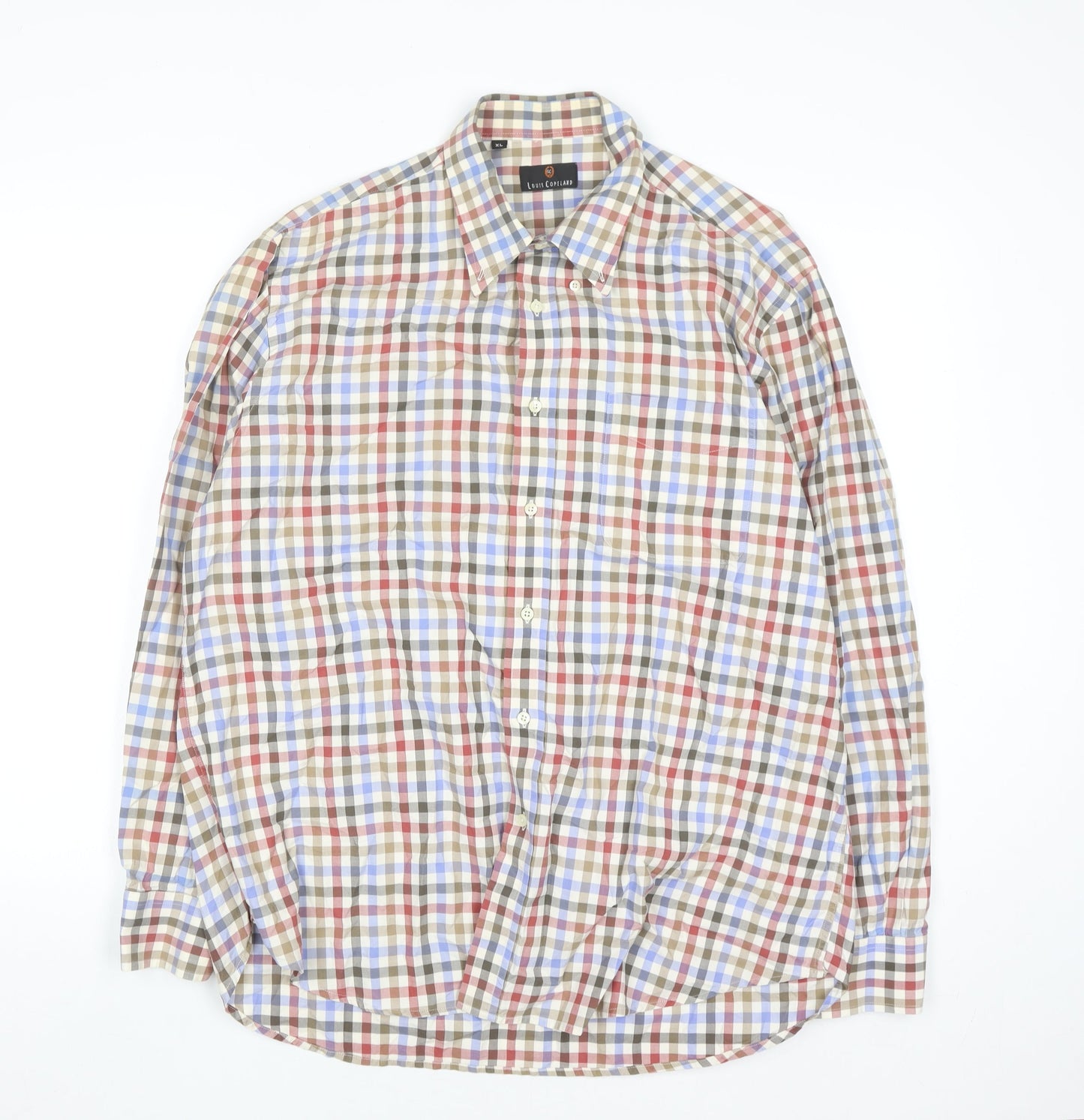 Louis Copeland Men's Multicoloured Check Cotton Long Sleeve Button-Up Shirt XL