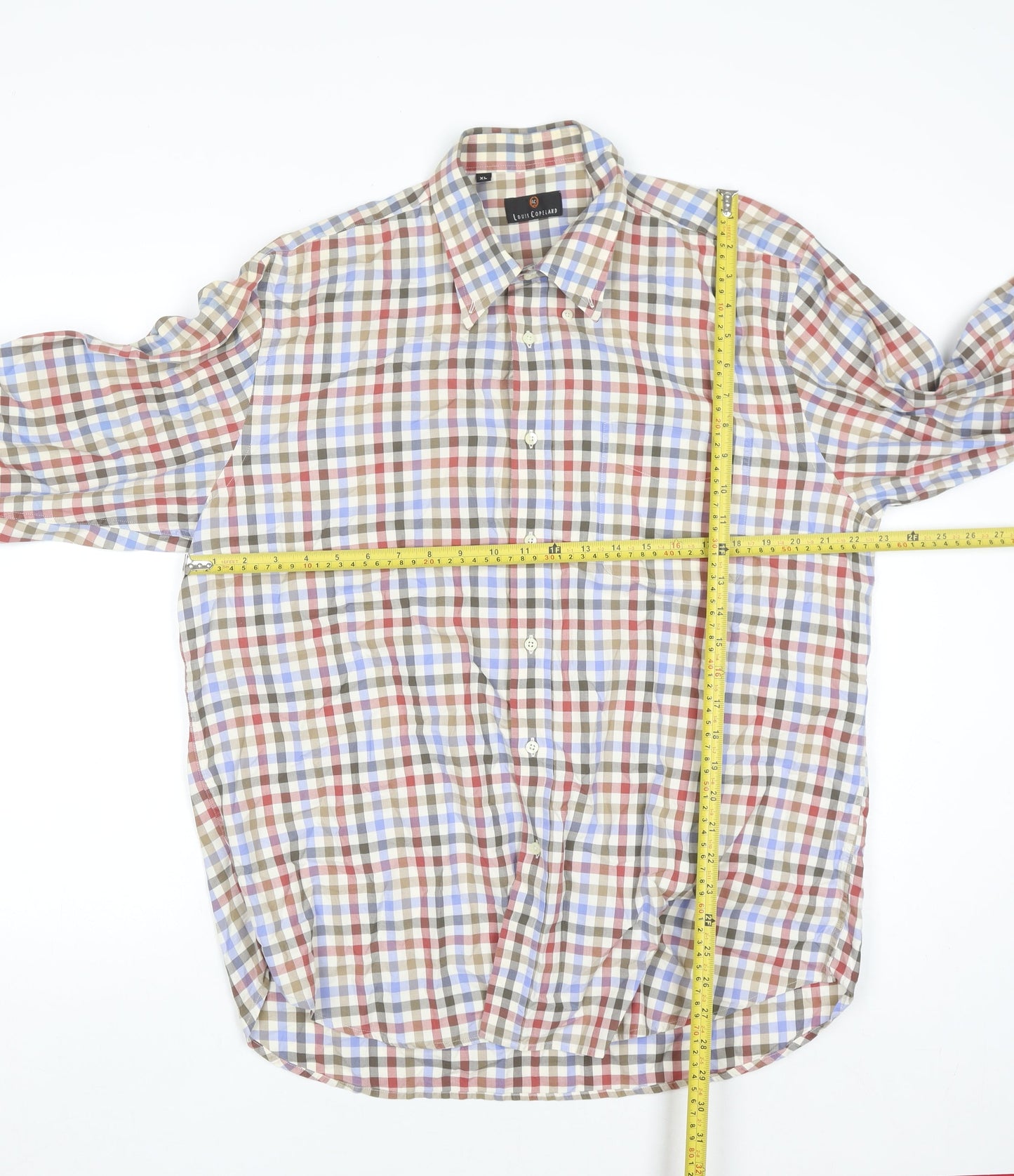 Louis Copeland Men's Multicoloured Check Cotton Long Sleeve Button-Up Shirt XL